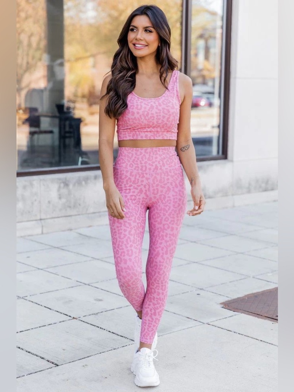 Pink Lily Pink Leopard-Print Leggings